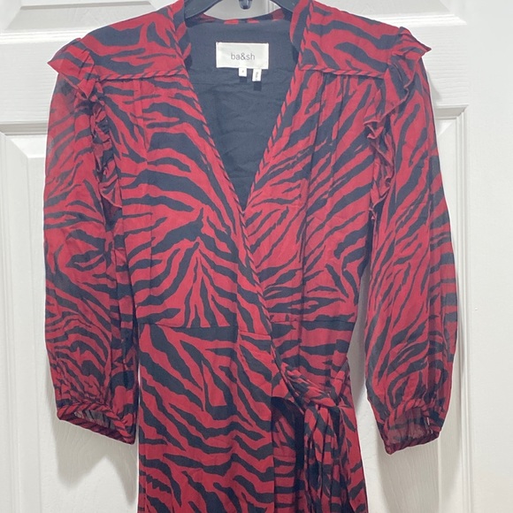 Ba&sh Selena crimson zebra print dress. - Picture 9 of 16